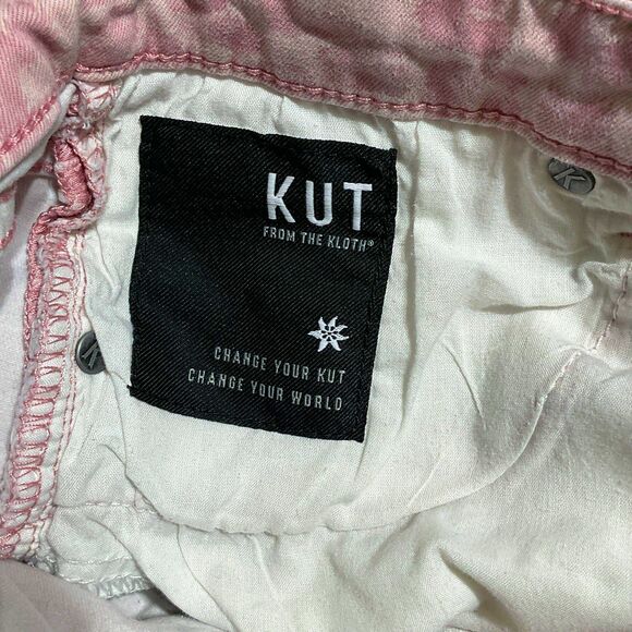 Kut Leopard Denim Mini Skirt Raw Hem Size 6 - Picture 9 of 12